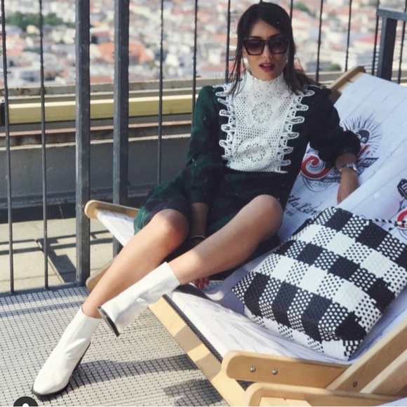 ZARA Blogger Fave Linen Palm Leaf Crochet Accent Midi Dress - Picture 5 of 10